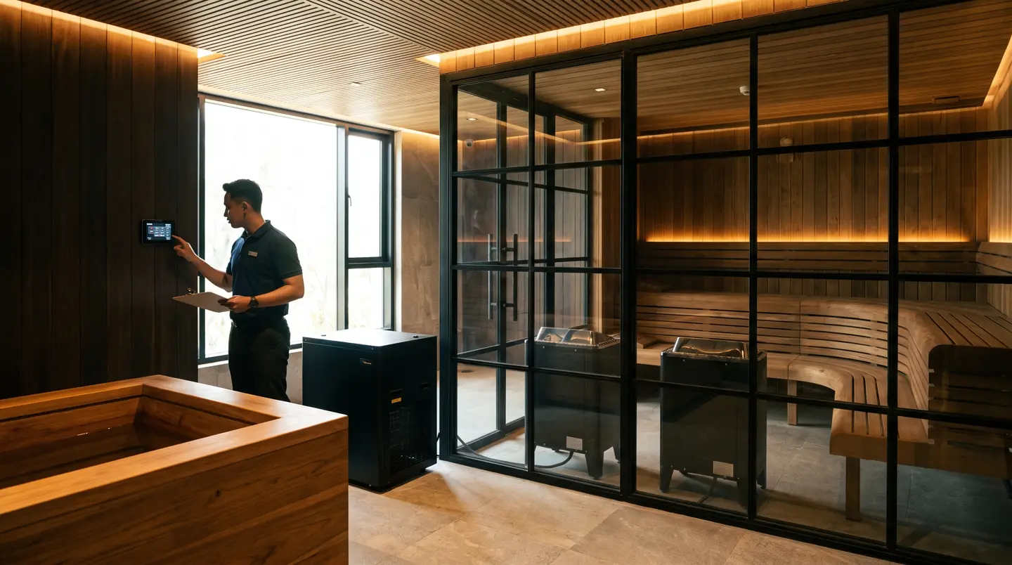 Proyek Sauna keluarga 4 orang dan cold plunge di teras Panam di Panam (Tampan), Pekanbaru