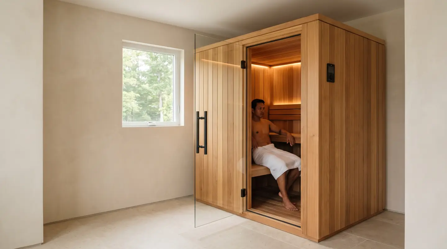 Sauna portable siap pasang 2 orang di kamar kosong rumah Pekanbaru